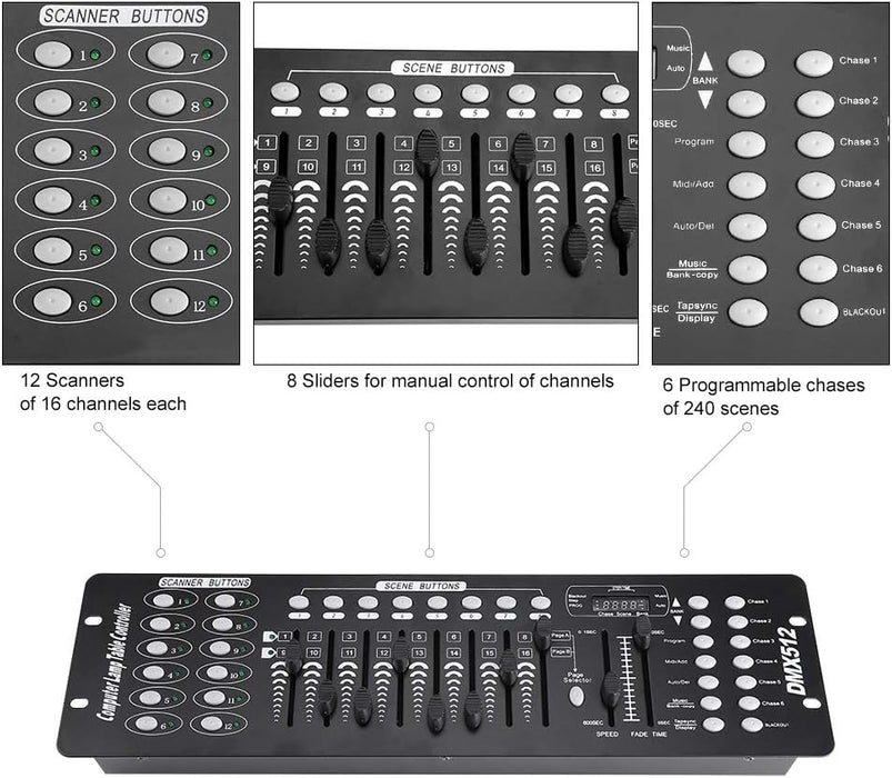 Controlador TCMT DMX512 Consola de 192 canales, Control de operador láser para luces - Quierox - Tienda Online