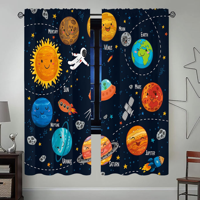 Cortinas para ventana Miyotaa Solar System Universe, 2 paneles, 42 W x 63 H - Quierox - Tienda Online