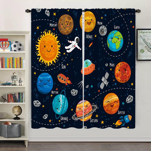 Cortinas para ventana Miyotaa Solar System Universe, 2 paneles, 42 W x 63 H - Quierox - Tienda Online