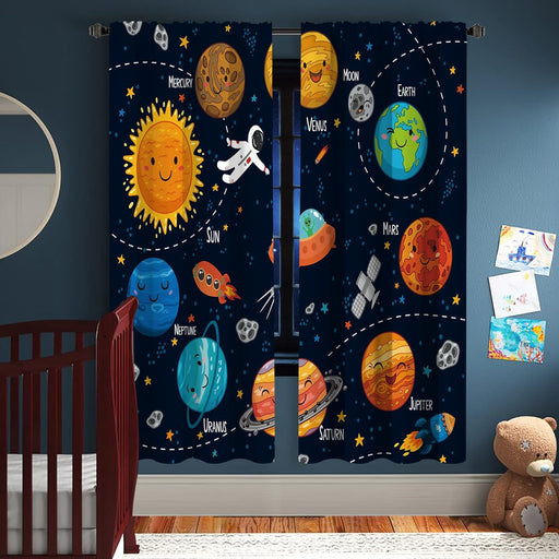 Cortinas para ventana Miyotaa Solar System Universe, 2 paneles, 42 W x 63 H - Quierox - Tienda Online