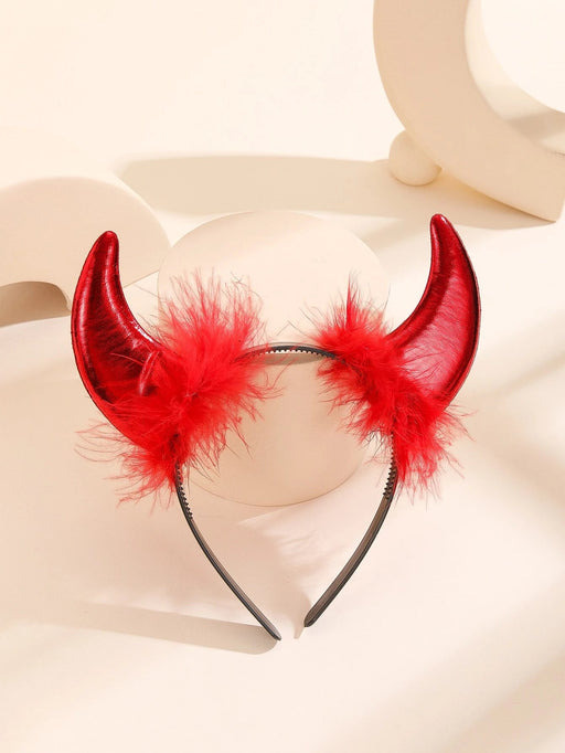 Diadema con cuernos de diablo de tela brillante con lámina dorada para mujer - Quierox - Tienda Online