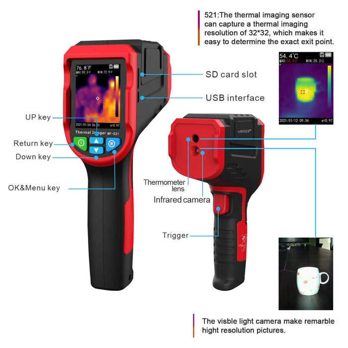 Dispositivo de imagen térmica NOYAFA Termómetro infrarrojo para la industria y la ciencia, NF - 521 - Quierox - Tienda Online