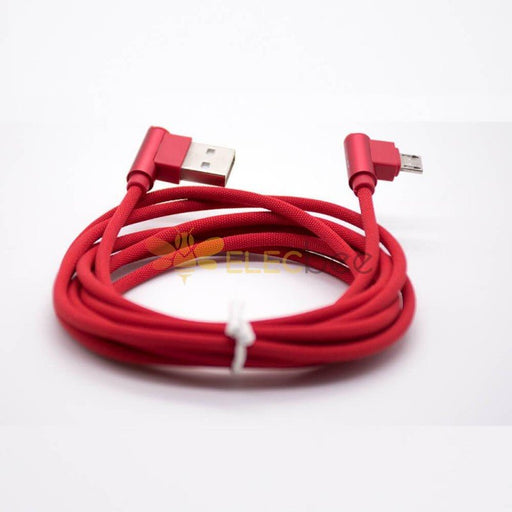 Enchufe micro USB de ángulo recto a cable de carga rojo macho USB - Quierox - Tienda Online