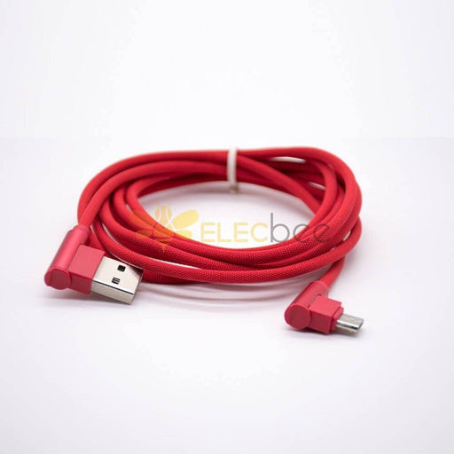 Enchufe micro USB de ángulo recto a cable de carga rojo macho USB - Quierox - Tienda Online