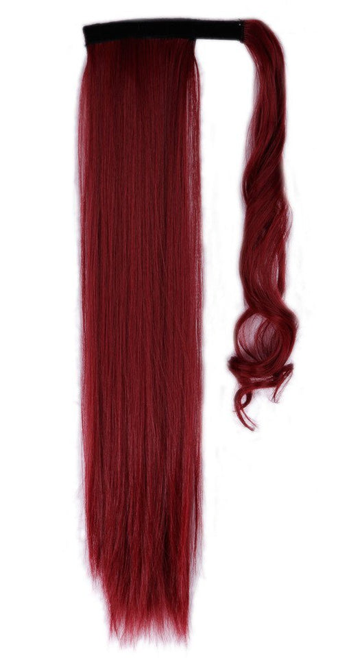 Extensiones coleta de pelo sintético, con clip 22" color rojo borgoña - Quierox - Tienda Online