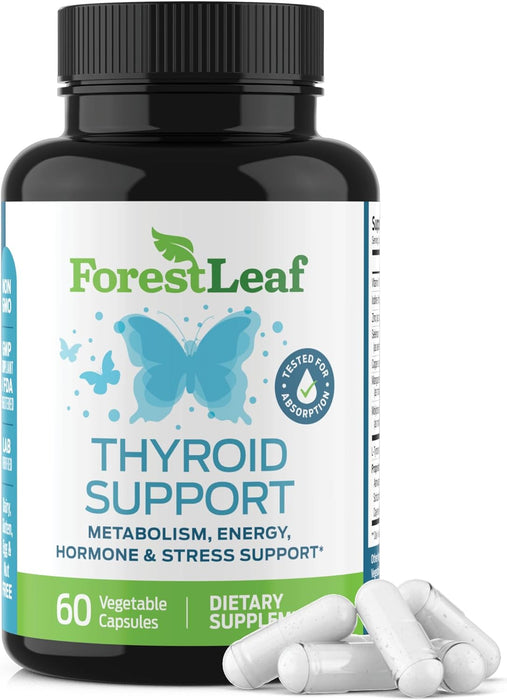 Forest Leaf Suplemento de Apoyo para la tiroides para mujeres y hombres con yodo, 60 cápsulas vegetarianas - Quierox - Tienda Online