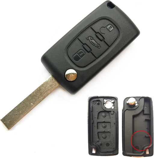 Funda para llave de coche con control remoto, 3 botones, plegable, para Peugeot - Quierox - Tienda Online