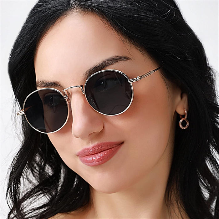 Gafas de sol redondas pequeñas de metal de moda retro para hombres y mujeres - Quierox - Tienda Online