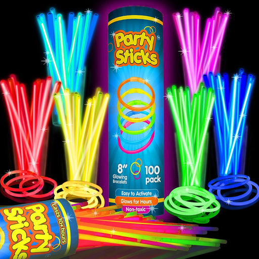 Glow Sticks Bulk - 100 Count Long Lasting 8" Premium Glow Bracelets - Quierox - Tienda Online