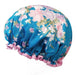 Gorra de ducha de satén envuelvente de moda, clavel rosa floral azul real - Quierox - Tienda Online