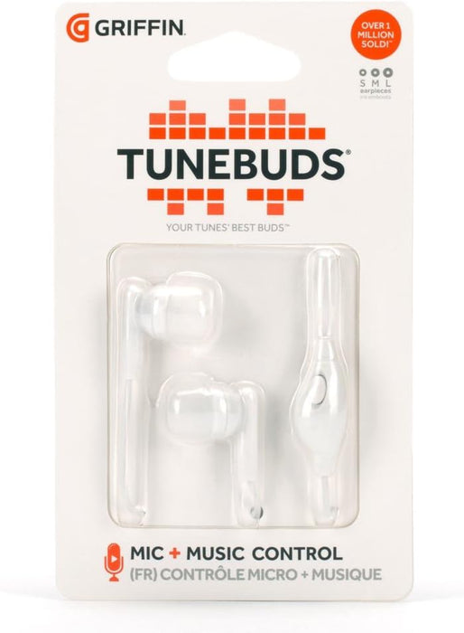 Griffin TUNEBUDS Auriculares estéreo manos libres de 3,5 mm - Blanco - Quierox - Tienda Online