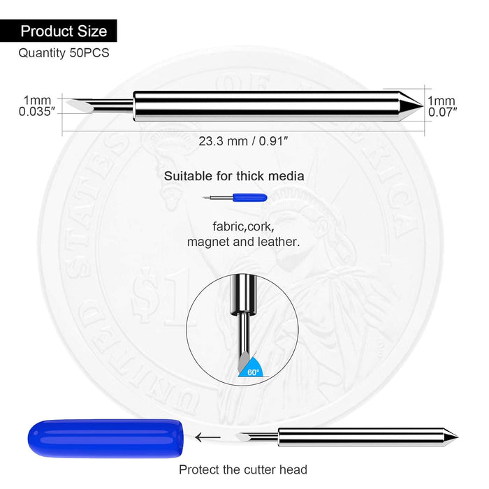 Hadwoer 50 cuchillas de repuesto de corte profundo de 60 grados compatibles con Cricut - Quierox - Tienda Online
