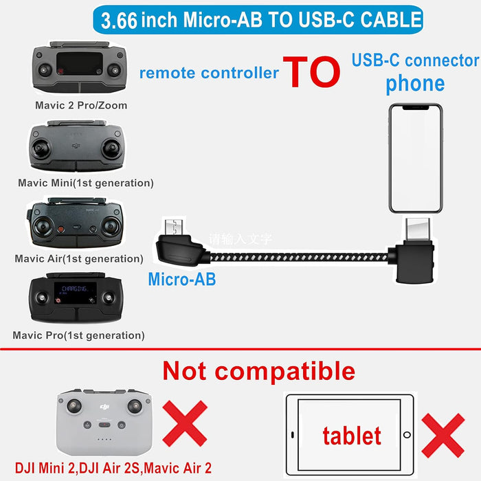 Hanatora Cable de control remoto Micro AB a USB C de 3,66 pulgadas - Quierox - Tienda Online