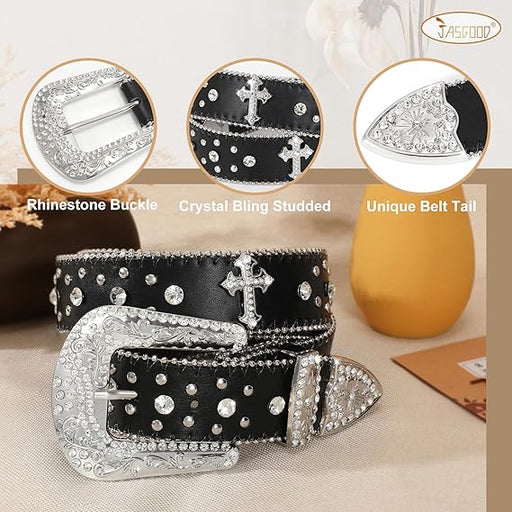 JASGOOD Cinturón con diamantes de imitación para hombres y mujeres. - Quierox - Tienda Online