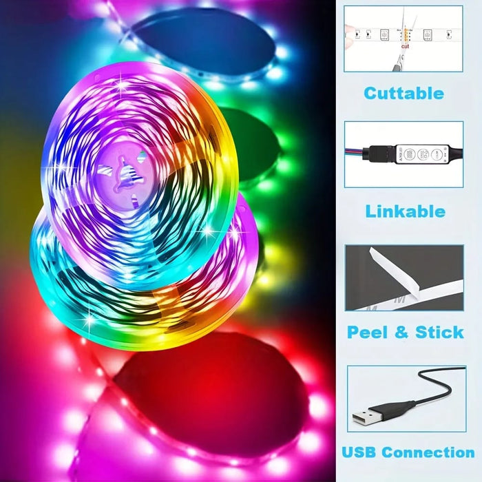 Juego de luces de cinta flexibles con control de alto brillo de 3 teclas, 1 pieza - Quierox - Tienda Online