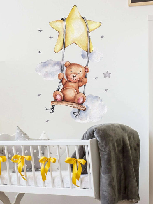 Kids Cartoon Bear Print Wall Sticker - Quierox - Tienda Online