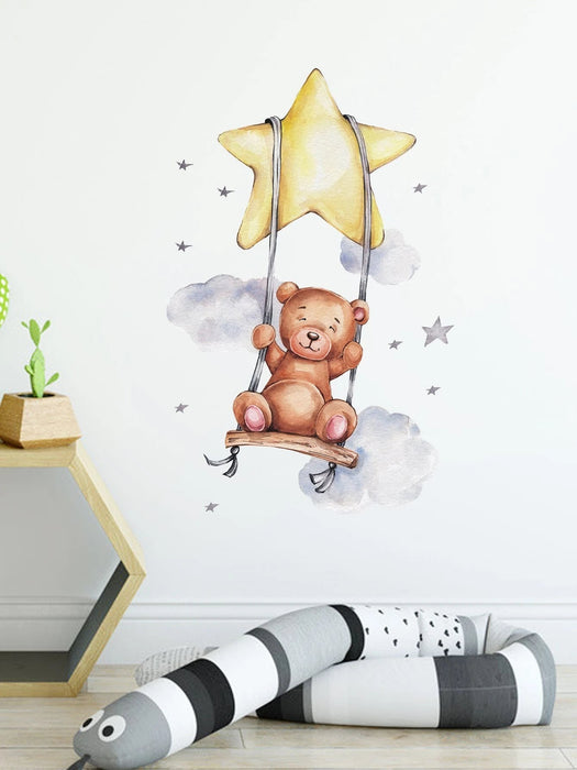 Kids Cartoon Bear Print Wall Sticker - Quierox - Tienda Online