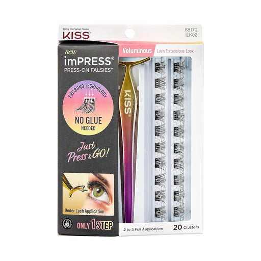 KISS imPRESS Falsies Pestañas postizas por grupos, voluminosas, 14 mm, incluye 20 grupos - Quierox - Tienda Online