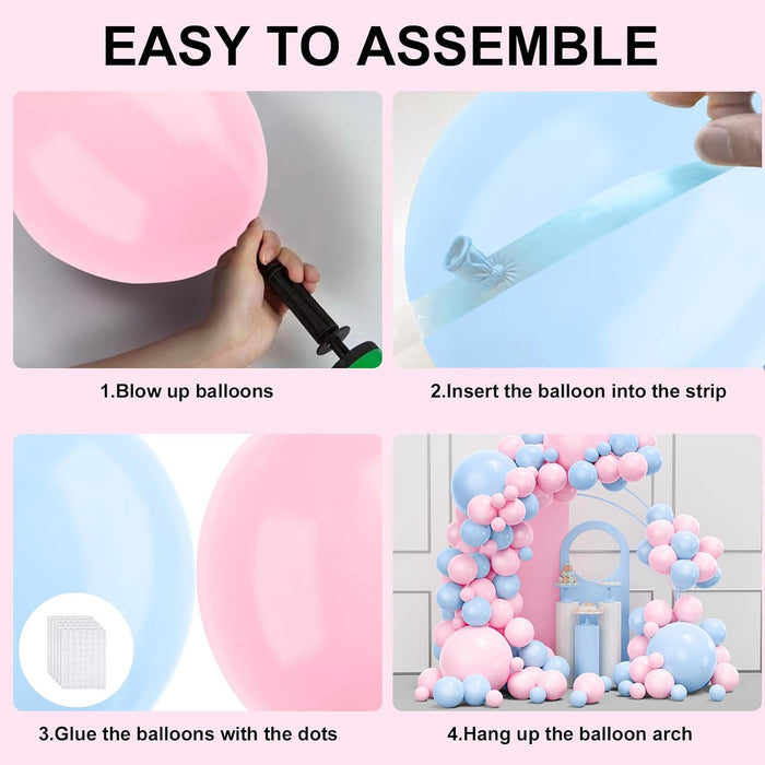 Kit de arco de guirnalda de globos rosas y azules, 134 piezas - Quierox - Tienda Online