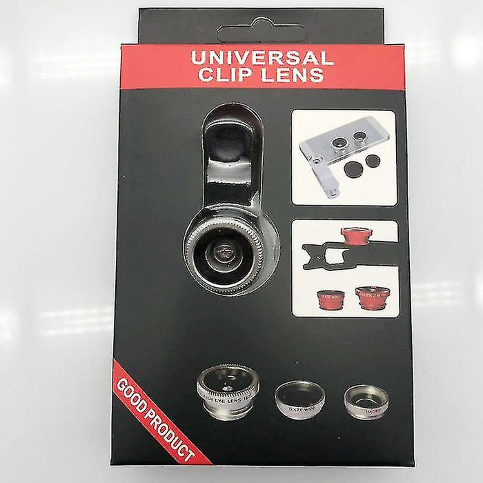 Lente de Clip Universal 3 en 1 Kit de Lentes de cámara gran angular ojo de pez - Quierox - Tienda Online