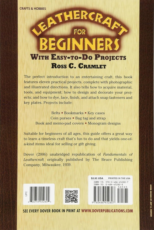 LIBRO Leathercraft for Beginners: With EasytoDo Projects de Ross C. Cramlet, tapa blanda - Quierox - Tienda Online