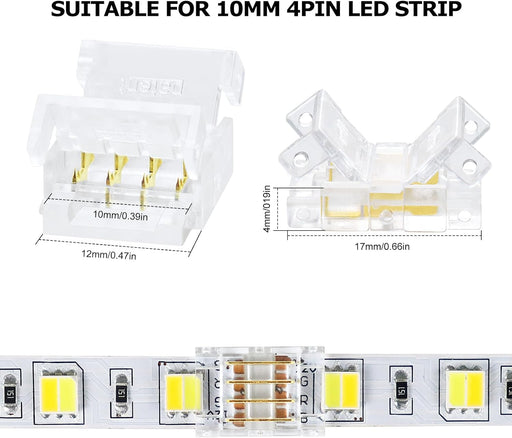 LightingWill Conectores LED RGB de 4 pines de 0.394 pulgadas, 10 conectores - Quierox - Tienda Online