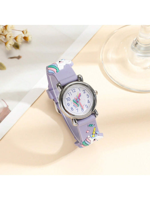 Lindo Reloj De Pulsera De Cuarzo Rainbow Pony Con Correa De Silicona - Quierox - Tienda Online