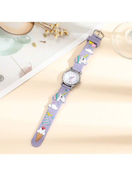 Lindo Reloj De Pulsera De Cuarzo Rainbow Pony Con Correa De Silicona - Quierox - Tienda Online