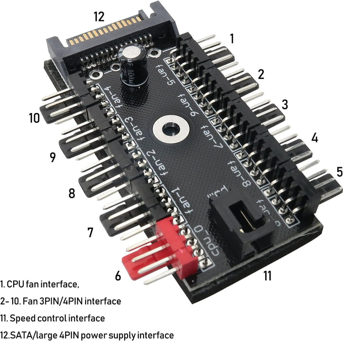 LRONG 1PC PC Chasis Fan Hub CPU Refrigeración HUB Ventilador PWM Hub SATA - Quierox - Tienda Online