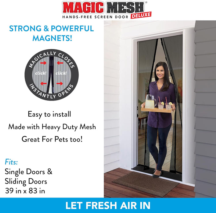 Magic Mesh Deluxe: puerta magnética con manos libres, cortina de malla que mantiene insectos fuera - Quierox - Tienda Online