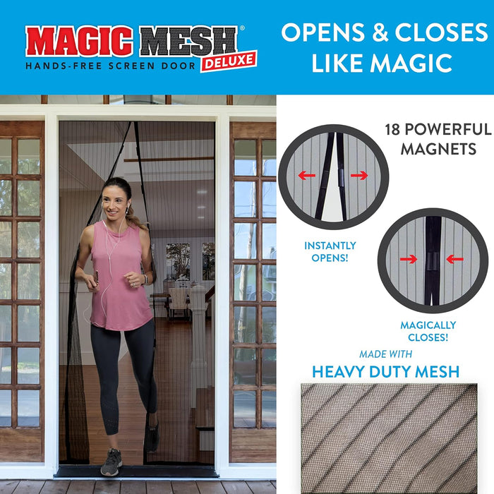 Magic Mesh Deluxe: puerta magnética con manos libres, cortina de malla que mantiene insectos fuera - Quierox - Tienda Online