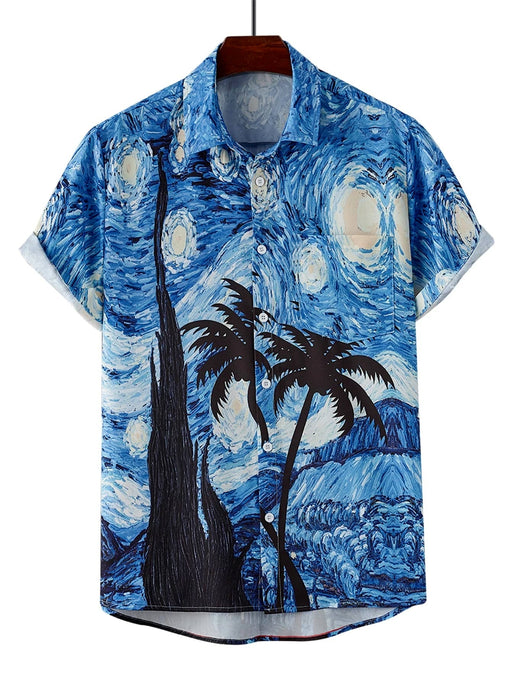 Manfinity Chillmode Camisa con botones y estampado de pintura al óleo para hombre - Quierox - Tienda Online