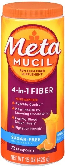 Metamucil Psyllium Suplemento de Fibra, Naranja en Polvo 15oz,72 cucharadas - Quierox - Tienda Online