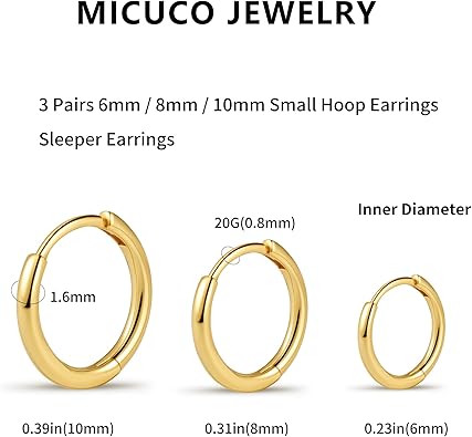 Micuco Aretes de aro pequeños para Mujer y Hombres - Quierox - Tienda Online