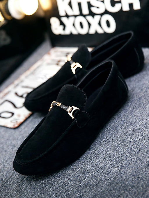 Mocasines casuales negros con decoración de metal para hombre - Quierox - Tienda Online
