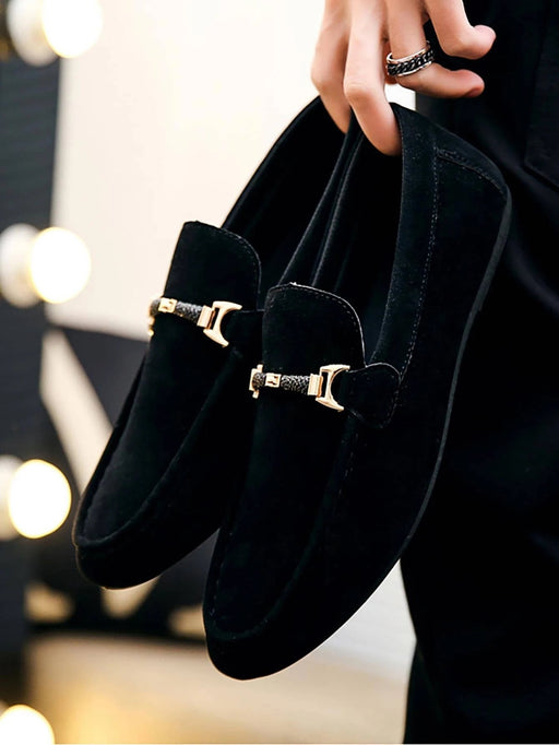 Mocasines casuales negros con decoración de metal para hombre - Quierox - Tienda Online