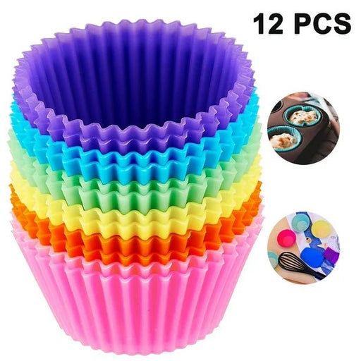 Moldes de silicona para cupcakes, 12 piezas reutilizables de silicona para hornear - Quierox - Tienda Online