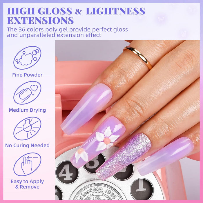 Morovan Juego de uñas de polygel: gel de extensión de uñas, 12 colores - Quierox - Tienda Online