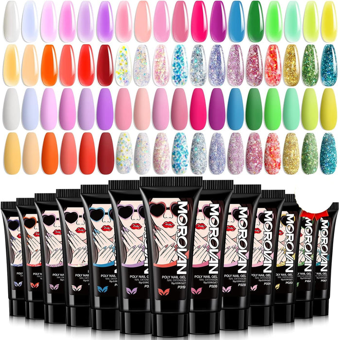 Morovan Juego de uñas de polygel: gel de extensión de uñas, 12 colores - Quierox - Tienda Online