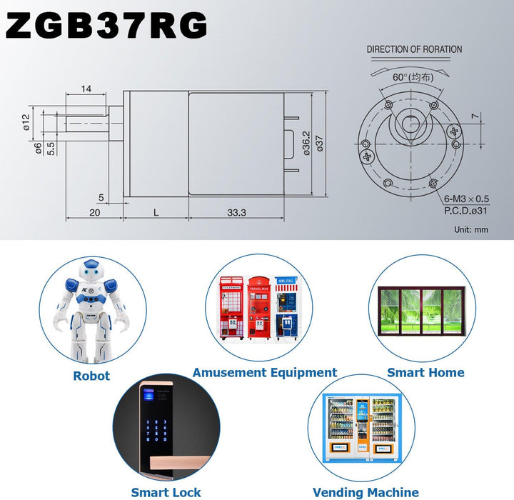 Motorreductor eléctrico de alta torsión Greartisan DC 24 V 150 RPM - Quierox - Tienda Online