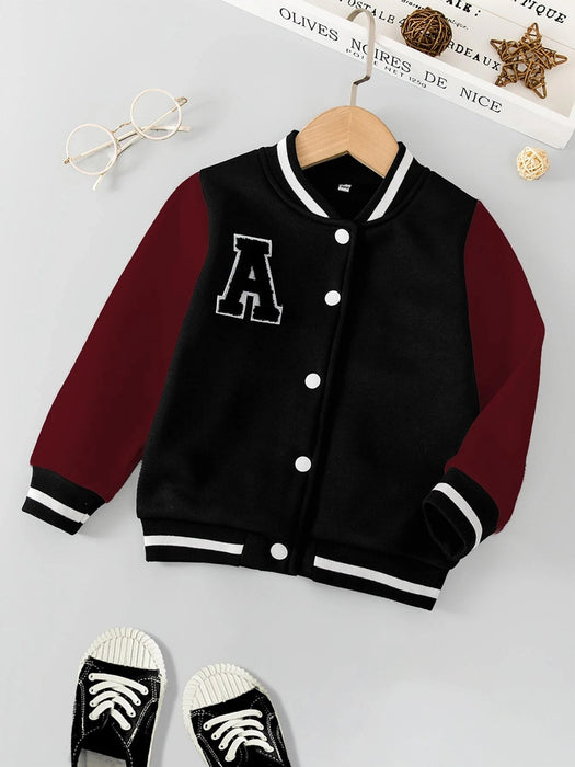 Niños Chaqueta varsity térmica con parche de letra - Quierox - Tienda Online