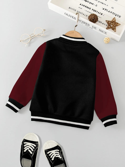 Niños Chaqueta varsity térmica con parche de letra - Quierox - Tienda Online