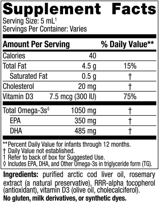 Nordic Naturals Baby's DHA Liquid: Omegas de aceite de hígado de bacalao del Ártico con vitamina A y D3 - Quierox - Tienda Online