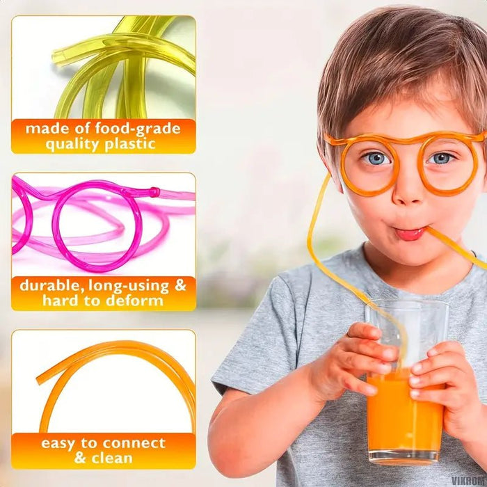 Pajitas de colores al azar para beber con diseño de gafas - Perfectas para fiestas y festividades - Quierox - Tienda Online