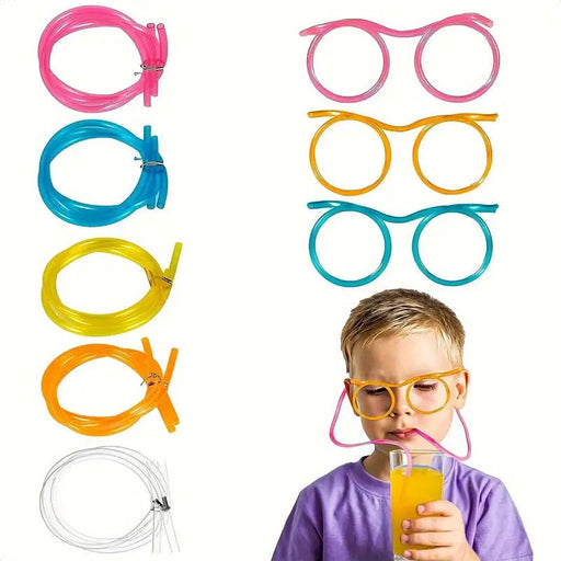 Pajitas de colores al azar para beber con diseño de gafas - Perfectas para fiestas y festividades - Quierox - Tienda Online