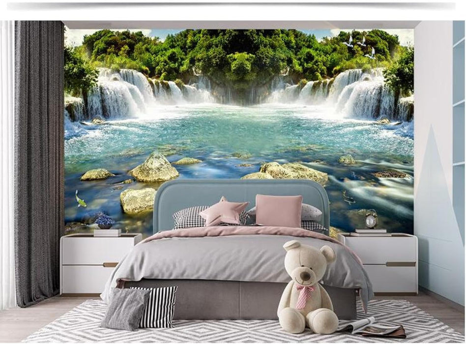 Papel tapiz con estampado de cascada para sala de estar 250Cmx175Cm - Quierox - Tienda Online