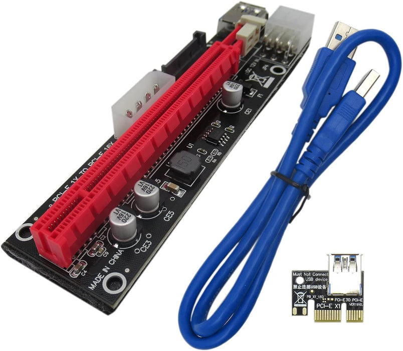 PCI-E 1x a 16x Alimentado USB3.0 GPU Riser Extender Tarjeta Adaptadora 4pin Molex - Quierox - Tienda Online