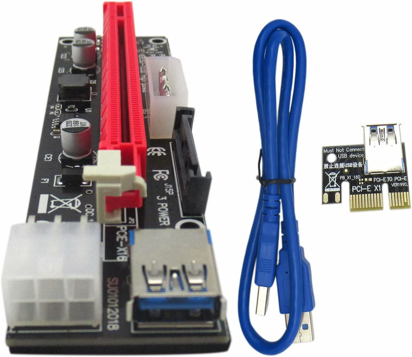 PCI-E 1x a 16x Alimentado USB3.0 GPU Riser Extender Tarjeta Adaptadora 4pin Molex - Quierox - Tienda Online