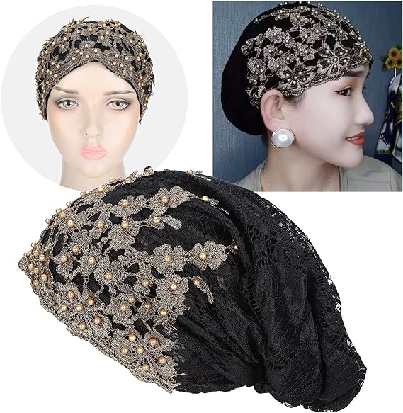 Pearl Slouchy Hat Mujeres Beanie Transpirable con Encaje y Cuentas para Niña - Quierox - Tienda Online