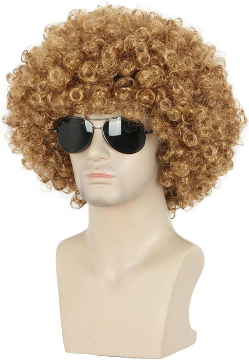 Peluca de fiesta estilo rockero dorado corto y rizado estilo afro de los años 70 y 80 para hombre y mujer de karlery - Quierox - Tienda Online